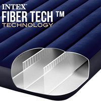 INTEX 64765 Tragbare Aufblasbare Matratze Classic Downy Indoor/Outdoor Luftbett mit Handpumpe & Kissen 1,52m X 2,03m X 25cm