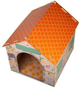 Rechthoekig dierenhuis met klittenbandsluiting - waterdicht golfkarton, schattig katten- en hondenhuis - Product Image 4