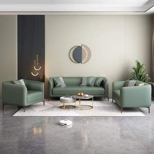 Sofá Moderno de Cuero Verde de Tres Plazas con Relleno de Espuma Resistente, Muebles para Sala de Estar - Product Image 5