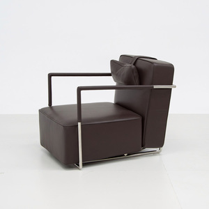 Stainless Steel Extendable Lounge <b>Chair</b> - Italian Minimalist Light Luxury <b>Recline</b> <b>Chair</b> Caramel Leather <b>Chair</b> for Villa <b>Garden</b> - Product Image 5