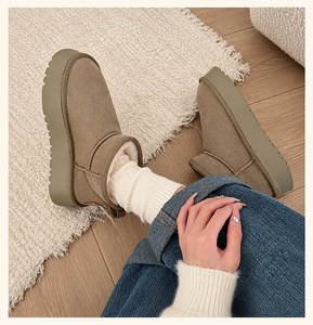 Bottes d'hiver <span class=keywords><strong>mini</strong></span>-plateforme pour femmes, chaudes, doublées en peluche, à semelle épaisse, bout rond, à enfiler, décontractées, pour l'extérieur, vente en gros - Product Image 5