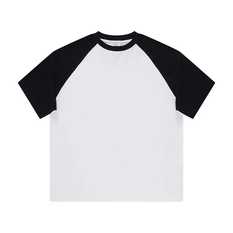 2023 Spring/Summer Men's Contrast Raglan Round Neck Short Sleeve Retro Loose Fit