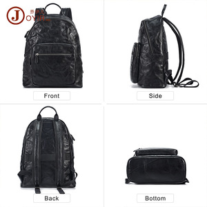 Joyir Leather <b>Backpack</b> <b>20L</b> Black Large Capacity Interior Zipper Pocket Men's <b>Backpack</b> - Product Image 4