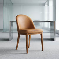 Chaise de salle à manger au design moderne avec revêtement en cuir et structure en bois massif, écologique, pour hôtel et usage domestique