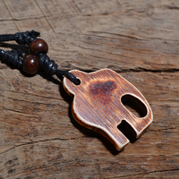 Collier FX019 de style tribal vintage en imitation os de yak, pendentif éléphant indien rétro, collier en corde, amulette de fête, cadeau pour les fêtes