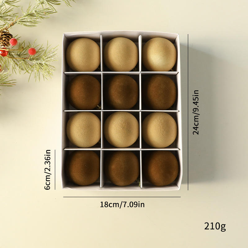 Boule de velours 6cm 12pcs Série Café / Boule floquée