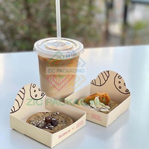 Vassoio <span class=keywords><strong>per</strong></span> Biscotti Personalizzato con Logo, Imballaggio <span class=keywords><strong>per</strong></span> Pasticceria in Carta Rosa di Grado Alimentare, Confezione <span class=keywords><strong>per</strong></span> Mochi e Ciambelle, Vassoio <span class=keywords><strong>per</strong></span> <span class=keywords><strong>Asporto</strong></span> e Consegna - Product Image 1