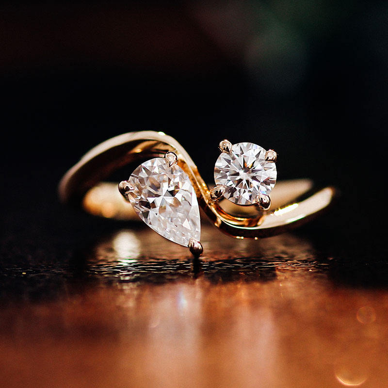 แหวนเพชรโมอิสซาไนต์ทองแท้ 14K