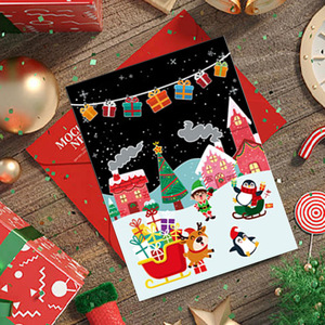 Libro de arte para rascar transfronterizo de Navidad para niños, libro de actividades de dibujo DIY de Papá Noel, papel de arte para rascar negro - Product Image 2