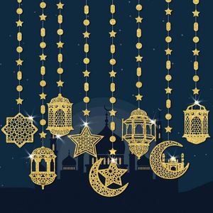 Middle Eastern Ramadan Eid Garland Star Moon Lantern Ornament Indoor Outdoor Party <b>Ceiling</b> Hanging <b>Decor</b> - Product Image 1