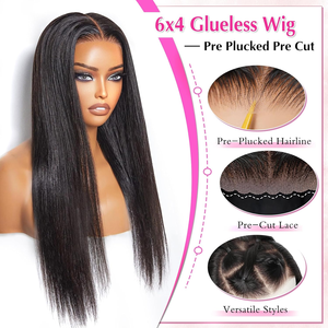 Wear and Go Perruques sans colle Cheveux humains Pré-plumés Pré Coupe 180% Densité 6x4 13x4 Prêt à Porter Perruques de Cheveux Humains Sans Colle Droites - Product Image 5