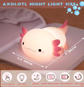Veilleuse en silicone Salamandre rose, lampe tactile LED USB rechargeable, lumière de chevet mignonne pour enfants à intensité variable - Product Image 4