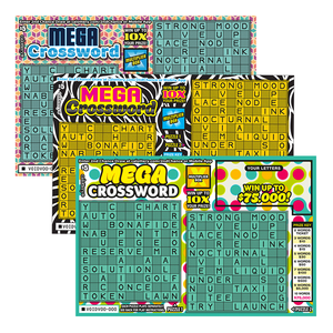 Vente en gros de modèles personnalisés de couleurs vives Super <span class=keywords><strong>mots</strong></span> croisés Méga <span class=keywords><strong>mots</strong></span> croisés Billet de loterie à gratter pour le plaisir - Product Image 1