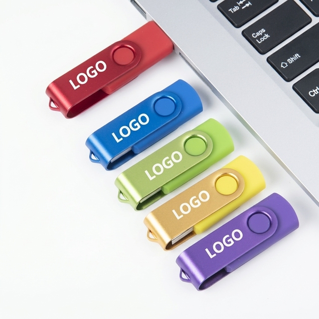 Metal USB Flash Drive with Rotatable Clip Portable Compact Design 16GB Business Gift Pendrives Swivel Usb Stick Custom logo