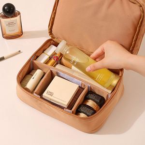 Sac de voyage double couche pour cosmétiques, grande capacité, en nylon tendance, avec fermeture éclair, pour pinceaux de maquillage, souple - Product Image 5