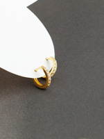Harga grosir S925 perak murni lingkaran bulat mikro masukkan zirkon berlapis emas anting-anting Hoop unik