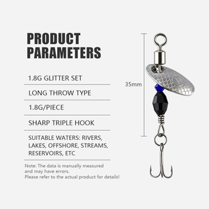 Ensemble de leurres de pêche spinner 35mm 2.7g, spinnerbait métallique en ligne avec hameçons triples, boîte à pêche pour truite, bar, eau douce et eau salée - Product Image 2