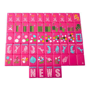 Juego de Mahjong Americano de Lujo con Patrón de Dragón, 160 Fichas, Círculos Coloridos Grabados, Juego de Mahjong Acrílico Premium con Estuche de Transporte - Product Image 4
