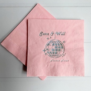 Tovaglioli <span class=keywords><strong>di</strong></span> <span class=keywords><strong>Carta</strong></span> Personalizzati Monouso Grigi con Stampa Argento per Ristoranti, Matrimoni e Cocktail - Product Image 5