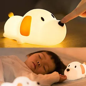 Siliconen Hond Led Nachtlampje Touch Sensor 2 Kleuren Dimbare Timer Usb Oplaadbare Nachtkastje Puppy Lamp Voor Kinderen Baby Speelgoed gift