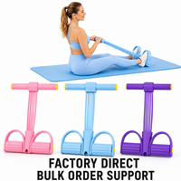 Appareil d'entraînement assisté pour sit-ups, 6 tubes, pédale de traction en TPE, bande de résistance, impression de logo personnalisée avec doubles boucles pour les pieds