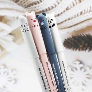 भालू कार्टून मॉडल छात्र जेल पेन आसान-से-पकड़ 0.5 मिमी पूर्ण सुई क्रिस्टल नीले रसेबल प्लास्टिक जेल पेन - Product Image 3