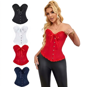 Corset Overbust en Dentelle pour Femme, Body Sculptant Fantaisie, Culotte Gainante Écologique Sans Couture avec Fermeture Éclair et Perles, Lingerie de Mariage Tendance - Product Image 1