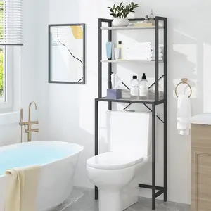 JH-Mech OEM Space Saver Shelving Furniture 3 Shelf Standing Light Grey Steel Bathroom Towel Rack Shelf