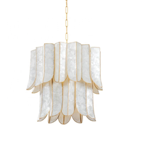 Lustre rond en coquille de capiz naturelle pour salon contemporain, décoration de luxe, lampes suspendues au plafond, lustres pour escalier