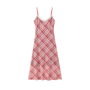 Vestido con Tirantes y Escote en V de Encaje Happy Plus, Estampado a Cuadros, Línea A, Rojo, Talla Grande, Informal, para Uso Diario, Femenino, N9161 - Product Image 2