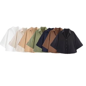 Stile Estivo da Strada: <span class=keywords><strong>Camicia</strong></span> a Maniche Corte Tinta Unita, Vestibilità Ampia con Cintura <span class=keywords><strong>e</strong></span> <span class=keywords><strong>Pantaloncini</strong></span> Plissettati al Ginocchio da <span class=keywords><strong>Donna</strong></span> S - Product Image 1