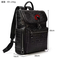 Sac à dos en cuir véritable style coréen à grain crocodile, unisexe, pliable, léger, multifonctionnel, sac d'école pour étudiants