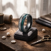 Bague TIZTI en zirconium noir avec incrustation authentique de météorite et d'opale écrasée, bague de luxe en météorite Muonionalusta pour homme