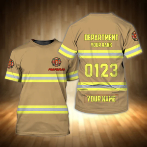 <span class=keywords><strong>T</strong></span>-<span class=keywords><strong>shirt</strong></span> personnalisé pour <span class=keywords><strong>pompier</strong></span> avec nom imprimé en 3D, en spandex/polyester, respirant, séchage rapide, coupe classique, décontracté pour homme - Product Image 1