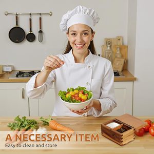 Boîte à épices en bois d'acacia avec couvercle magnétique, grande capacité, pour le stockage du sel et des assaisonnements dans la cuisine - Product Image 4