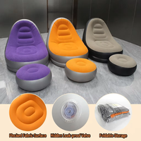 2026 Design moderne Chaise longue gonflable pliable, Canapé pouf, Repose-pieds, pour la détente en extérieur et l'intérieur (salle de séjour)