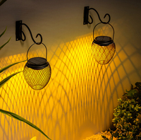 Lampe Solaire Suspendue en Fer Forgé de Qualité Commerciale IP55, Panneau Mono-Silicium, Double Température de Couleur (Blanc/Jaune Doré), Capteur de Lumière, pour Jardin