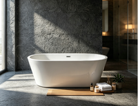 Baignoire autoportante en acrylique à massage, design moderne, égouttoir automatique, plusieurs tailles disponibles, vente chaude, garantie 5 ans