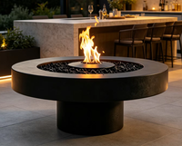 Brasero autoportant en acier moderne pour chauffage et cuisson extérieure, idéal pour villas/hôtels, compatible bois/gaz/alkohol/électrique, garantie 5 ans