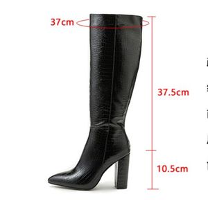 Black Pattern New Design High Quality Knee High Heel <b>Boots</b> for Woman - Product Image 5
