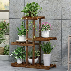 Floor-standing balcony flower pot <b>stand</b>, multi-tiered indoor flower rack, wooden flower <b>stand</b> for small spaces, living room - Product Image 2