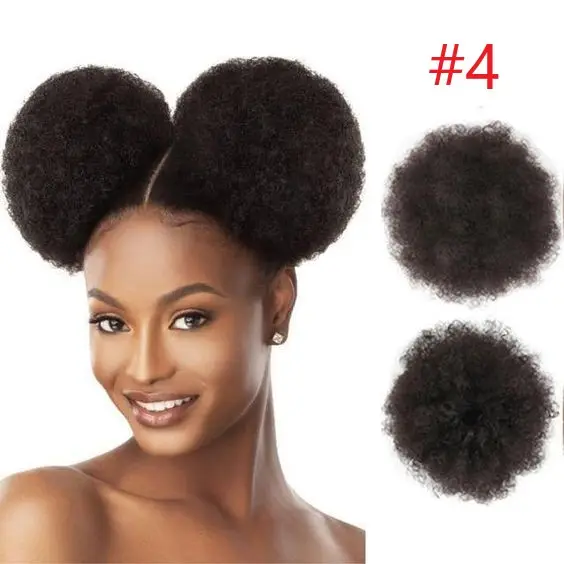 Rebecca Fashion Synthetic Puff Curly Hair Drawstring Afro Ponytail Hair Extension Chignon hair Puff Bun Kinky Afro Bun Hairpiece