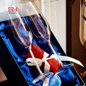 Elegant Luxury High Quality Handmade Customized Tulip Shaped Silver Rim <strong>Champagne</strong> Glass <strong>Flutes</strong> For Party - Product Image 3