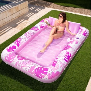Lettino Gonfiabile in PVC per 2 Persone, Galleggiante per Piscina, per Adulti e Bambini, con Portabicchieri, per Giardino e Feste in Piscina, con Borsa Regalo - Product Image 4