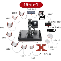 Machine de Presse à Chaud Combinée RubySub 15-en-1, Double Affichage Semi-Automatique pour Tasses, T-shirts, Chaussures, Assiettes, Stylos et Balles - État Neuf