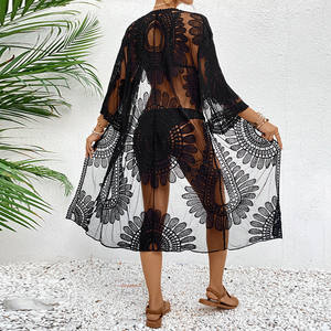 2025 Hot Sale New Lace Embroidered Kimono Cardigan Swimsuit <strong>Bikini</strong> Layered <strong>Over</strong> Beach Cover-up <strong>Dress</strong> for Summer - Product Image 4
