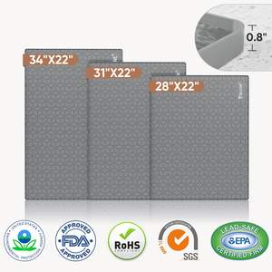 BALEINE S202 Tapis d'évier moderne en silicone imperméable 34" x 22" de qualité alimentaire à motif géométrique, épaisseur 1,5 mm, avec support antidérapant pour cuisine - Product Image 2