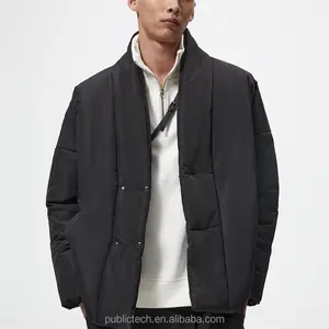 Custom winter 100% polyester casual loose oversized warm padded kimono jacket for men