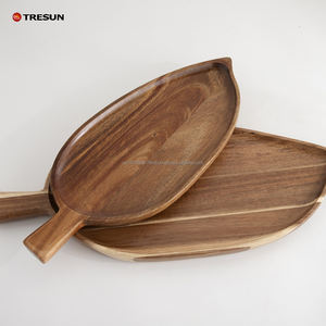 Acacia Wood Eco-Friendly Handmade Serving Trays Leaf Shaped Small <b>Plates</b> for Kitchen Home Decor and Business Gifts - Product Image 4