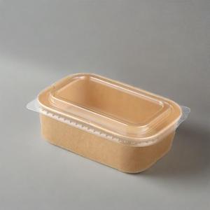 Bol à emporter rectangulaire de vente chaude papier kraft 200 ml petit bol carré avec couvercle en papier - Product Image 1